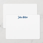 Penseel handschrift script aangepast marineblauw notitiekaartje (Voorkant / Achterkant)