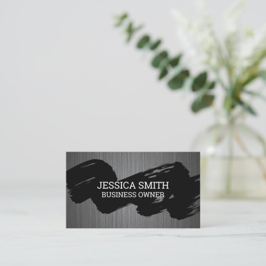 Penseel ingedrukt | Metaalborstel Visitekaartje (Staand voorkant)