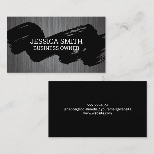 Penseel ingedrukt | Metaalborstel Visitekaartje (Voorkant / Achterkant)