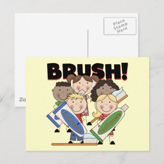 Penseel je twitje-shirts en cadeautjes briefkaart (Voorkant / Achterkant)