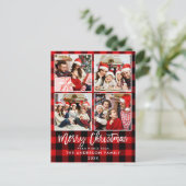 Penseel Manuscript Rood Gebed Familie 4 de Kerstmi Briefkaart (Staand voorkant)