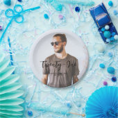 Penseel met aangepaste fotopapier op feestdag papieren bordje (Feest)