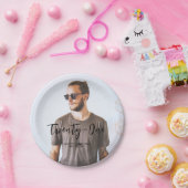 Penseel met aangepaste fotopapier op feestdag papieren bordje (Feest)