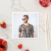 Penseel met aangepaste fotopapier op feestdag servet (Insitu)