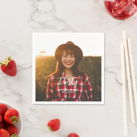 Penseel met aangepaste fotopapier op feestdag servet (Insitu)