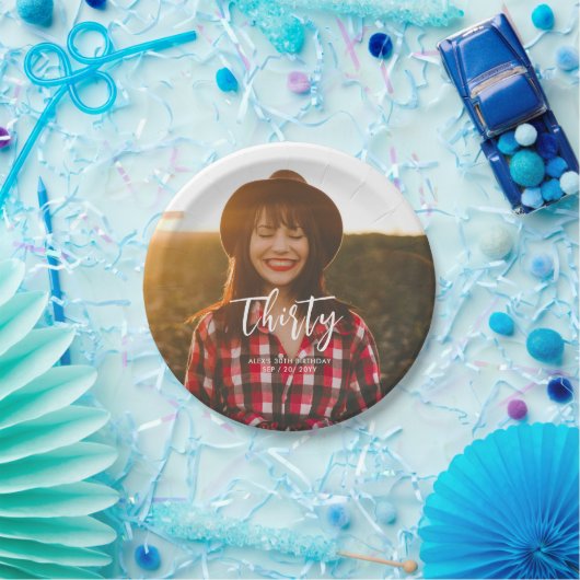 Penseel met aangepaste foto's op feestdag papieren bordje (Feest)