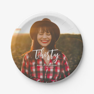 Penseel met aangepaste foto's op feestdag papieren bordje