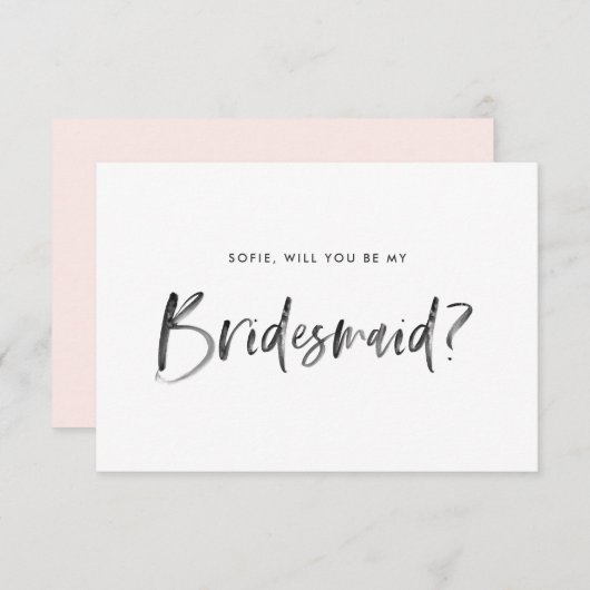 Penseel met blush word mijn Bridesmaid Kaart (Voorkant / Achterkant)