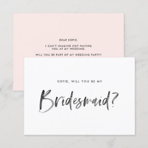 Penseel met blush word mijn Bridesmaid Kaart
