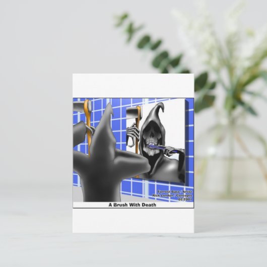 Penseel met dood Funny Halloween Cartoon Gifts Briefkaart (Staand voorkant)