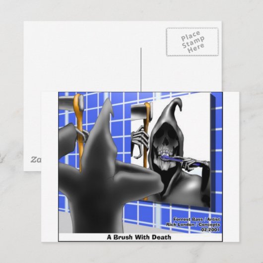 Penseel met dood Funny Halloween Cartoon Gifts Briefkaart (Voorkant / Achterkant)