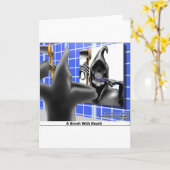 Penseel met dood Funny Halloween Cartoon Gifts Kaart (Gele Bloem)