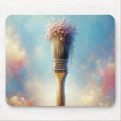 Penseel met roze baby's adem muismat (Voorkant)