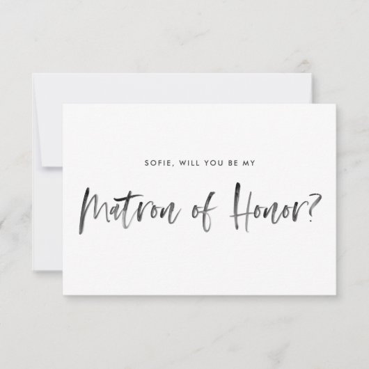 Penseel met roze zijn mijn matron van eer kaart (Voorkant)