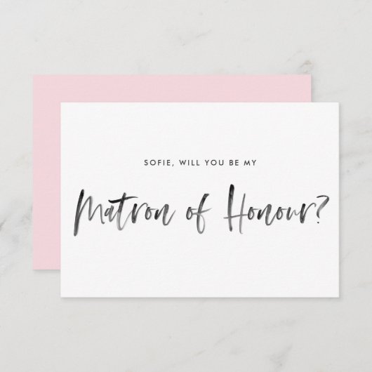 Penseel met roze zijn mijn matron van eer kaart (Voorkant / Achterkant)