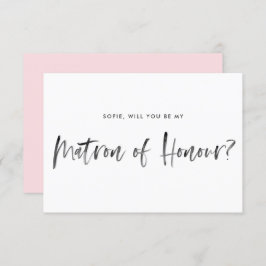 Penseel met roze zijn mijn matron van eer kaart