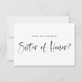 Penseel met roze zijn mijn zuster van eer kaart