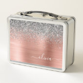 Penseel metalen Roos Gold Silver Glitter Monogram (Achterkant)