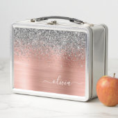 Penseel metalen Roos Gold Silver Glitter Monogram (In situ)