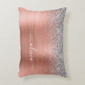 Penseel metalen Roos Gold Silver Glitter Monogram Accent Kussen (Voorkant(Verticaal))