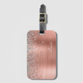 Penseel metalen Roos Gold Silver Glitter Monogram Bagagelabel (Voorkant (verticaal))