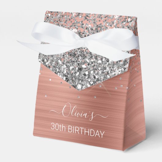 Penseel metalen Roos Gold Silver Glitter Monogram Bedankdoosjes (Voorkant Zijde)