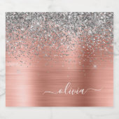 Penseel metalen Roos Gold Silver Glitter Monogram Bier Etiket (Enkel label)