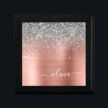 Penseel metalen Roos Gold Silver Glitter Monogram Cadeaudoosje<br><div class="desc">Roos Gold - Blush roze en Silver Faux Folie Metallic Sparkle Glitter Brushed Metal Monogram Name Jewelry Keepomwille Box. Dit maakt het perfecte afstuderen,  de verjaardag,  de bruiloft,  het vrijgezellenfeest,  de verjaardag,  het baby shower of het bachelorette feest cadeau voor iemand die van glam luxe en chic stijlen houdt.</div>