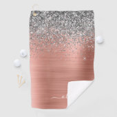Penseel metalen Roos Gold Silver Glitter Monogram Golfhanddoek (Insitu)