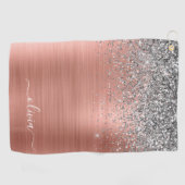 Penseel metalen Roos Gold Silver Glitter Monogram Golfhanddoek (Horizontaal)