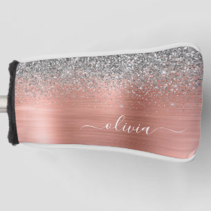 Penseel metalen Roos Gold Silver Glitter Monogram Golfheadcover