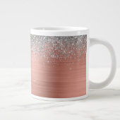 Penseel metalen Roos Gold Silver Glitter Monogram Grote Koffiekop (Rechts)