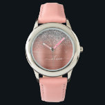 Penseel metalen Roos Gold Silver Glitter Monogram Horloge<br><div class="desc">Roos Gold - Blush roze en Silver Faux Folie Metallic Sparkle Glitter Brushed Metal Monogram Name Watch. Dit maakt de perfecte liefhebbende 16 verjaardag,  bruiloft,  vrijgezellenfeest,  verjaardagsdag,  baby shower of vrijgezellenfeest voor iemand die van luxe glam en stijl houdt.</div>