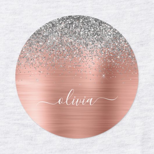 Penseel metalen Roos Gold Silver Glitter Monogram Labels (Design 1)