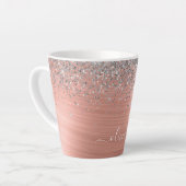 Penseel metalen Roos Gold Silver Glitter Monogram Latte Mok (Linkerhoek)