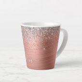 Penseel metalen Roos Gold Silver Glitter Monogram Latte Mok (Rechterhoek)