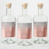 Penseel metalen Roos Gold Silver Glitter Monogram Likeurfles Etiket (Flessen)