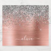 Penseel metalen Roos Gold Silver Glitter Monogram Likeurfles Etiket (Enkel label)