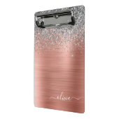 Penseel metalen Roos Gold Silver Glitter Monogram Mini Klembord (Angled2)