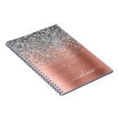 Penseel metalen Roos Gold Silver Glitter Monogram Notitieboek (Rechterzijde)