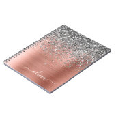 Penseel metalen Roos Gold Silver Glitter Monogram Notitieboek (Linkerzijde)