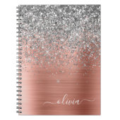 Penseel metalen Roos Gold Silver Glitter Monogram Notitieboek (Voorkant)