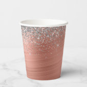Penseel metalen Roos Gold Silver Glitter Monogram Papieren Bekers (Achterkant)