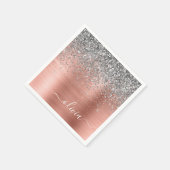 Penseel metalen Roos Gold Silver Glitter Monogram Servet (Hoek)