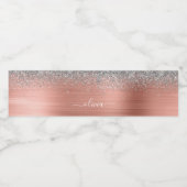 Penseel metalen Roos Gold Silver Glitter Monogram Waterfles Etiket (Enkel label)