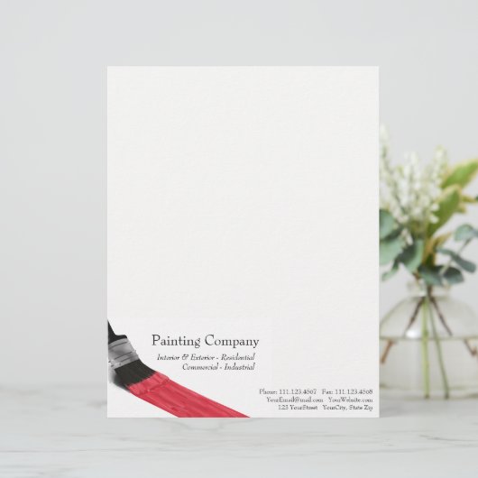 Penseel rood schilderen - Letterkop Briefhoofd Sjabloon (Staand voorkant)