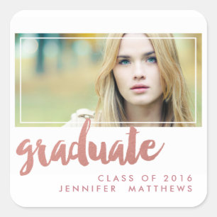 Penseel Roos Gold Foto 2016 Graduation Party Vierkante Sticker