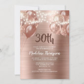 Penseel Roos Gold String Light Ballon Birthday Kaart (Voorkant)