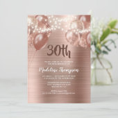 Penseel Roos Gold String Light Ballon Birthday Kaart (Staand voorkant)