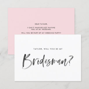 Penseel roze laat je mijn Bridesman zijn Kaart